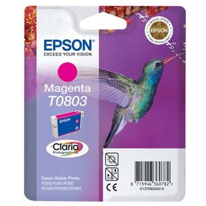Epson T0803 / C13T08034010 Magenta Original Genuine Ink Cartridge - Hummingbird / Humming Bird